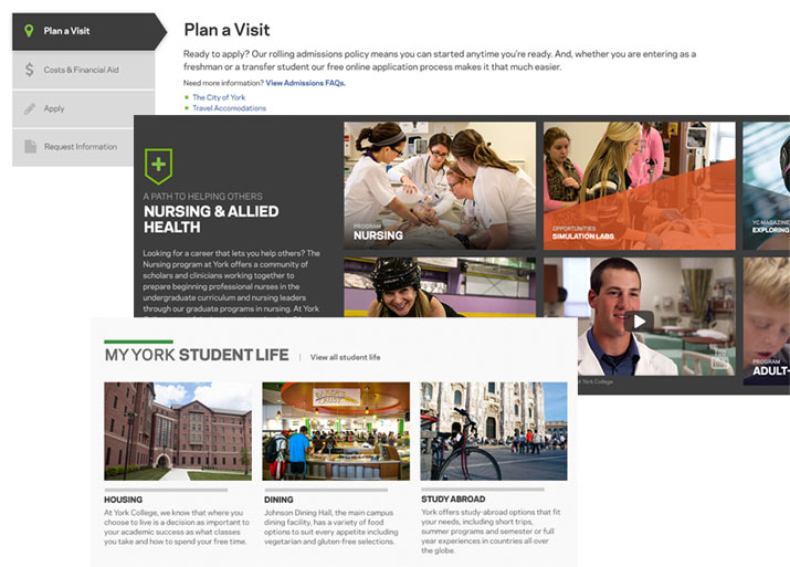 screenshots of My York Experience application