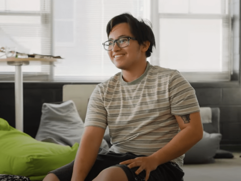Mason Chadwick sitting in a classroom