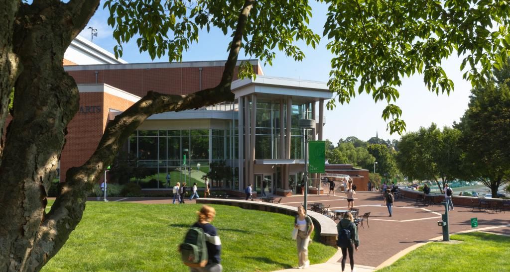 Students walking outside the WPAC buildling.