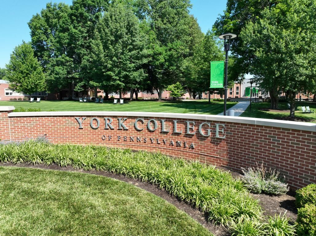 The main entrance sign on the campus of York College.