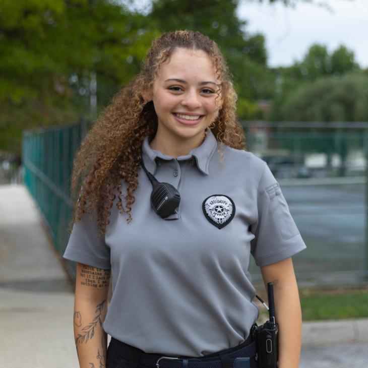 A Student Security Officer poses for a photo.